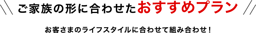 ご家族の形に合わせたおすすめプラン お客さまのライフスタイルに合わせて組み合わせ！